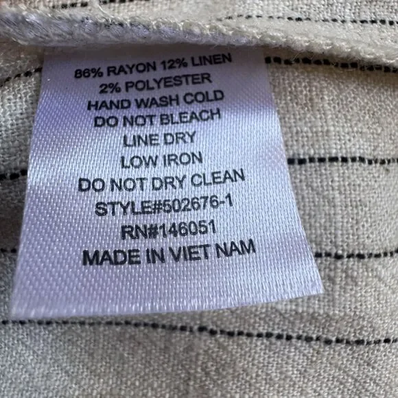 NWT Monteau Mini Dress Small Cream Pinstripe Button Linen Blend Preppy Cottage - Picture 8 of 9